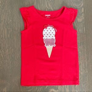 Gymboree kids Red Tee with Ice Cream appliqué size 2